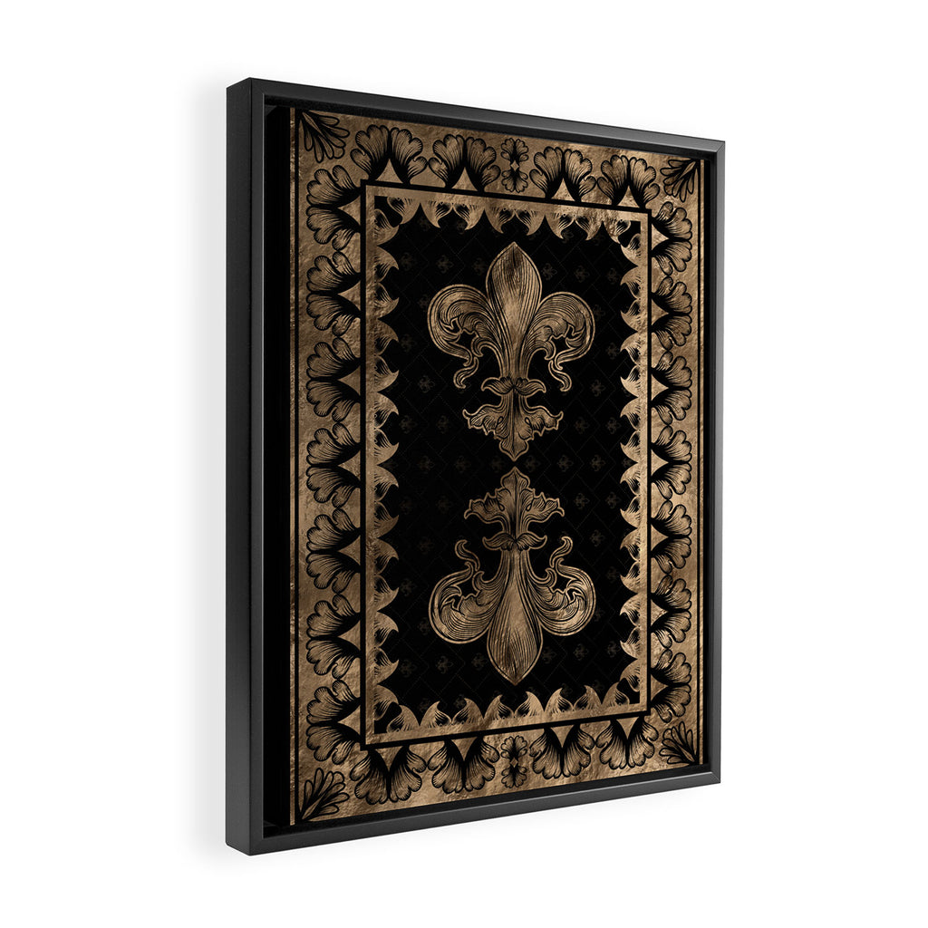 Fleur-de-lis - Black and Gold #1 Framed Canvas Print Gallery Image 2
