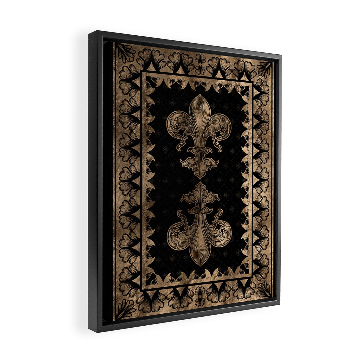 Fleur-de-lis - Black and Gold #1 Framed Canvas Print Gallery Image 2