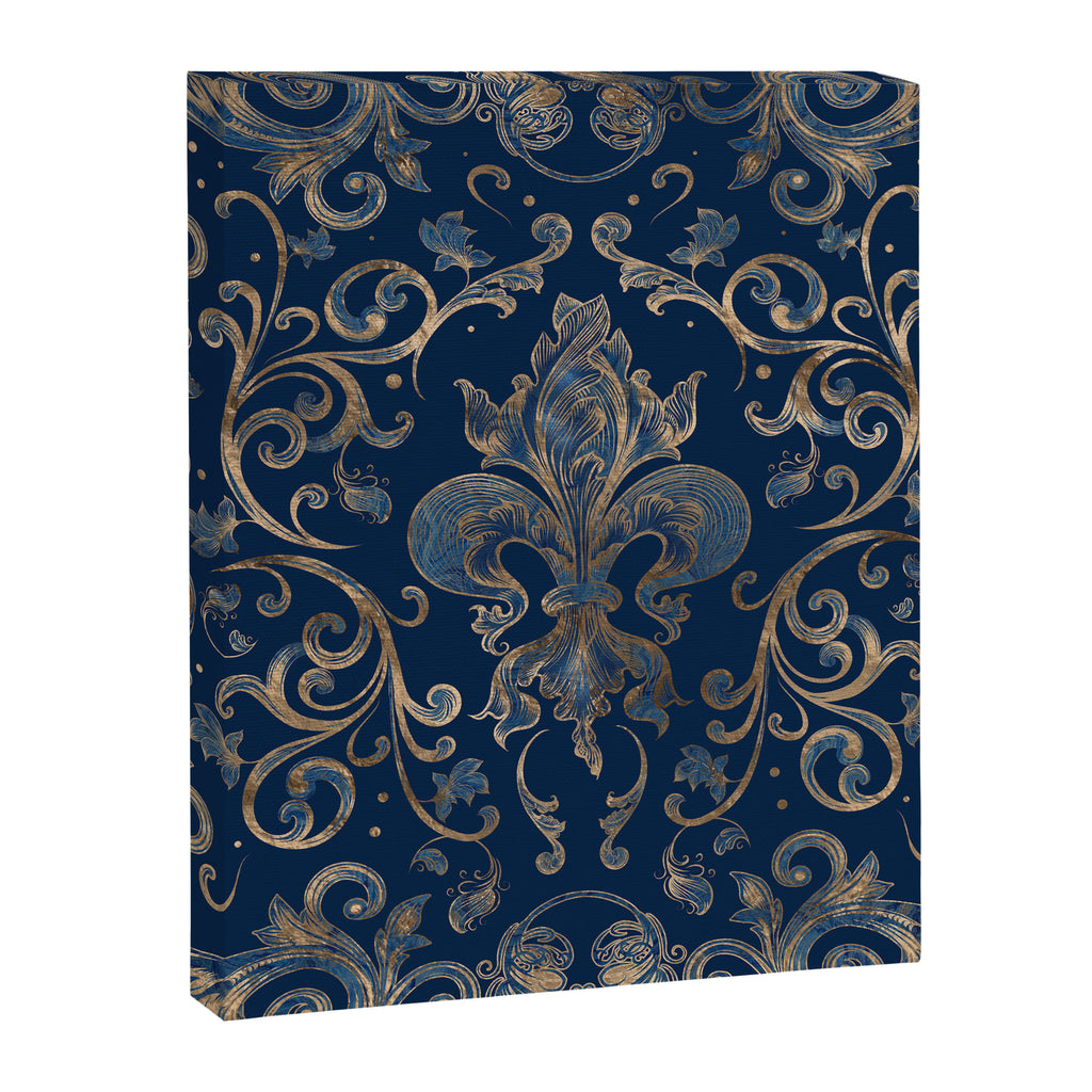 Fleur-de-lis ornament Blue Marble and Gold Canvas Print Gallery Image 8