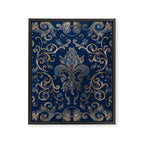 Fleur-de-lis ornament Blue Marble and Gold Framed Canvas Print Gallery Image 8