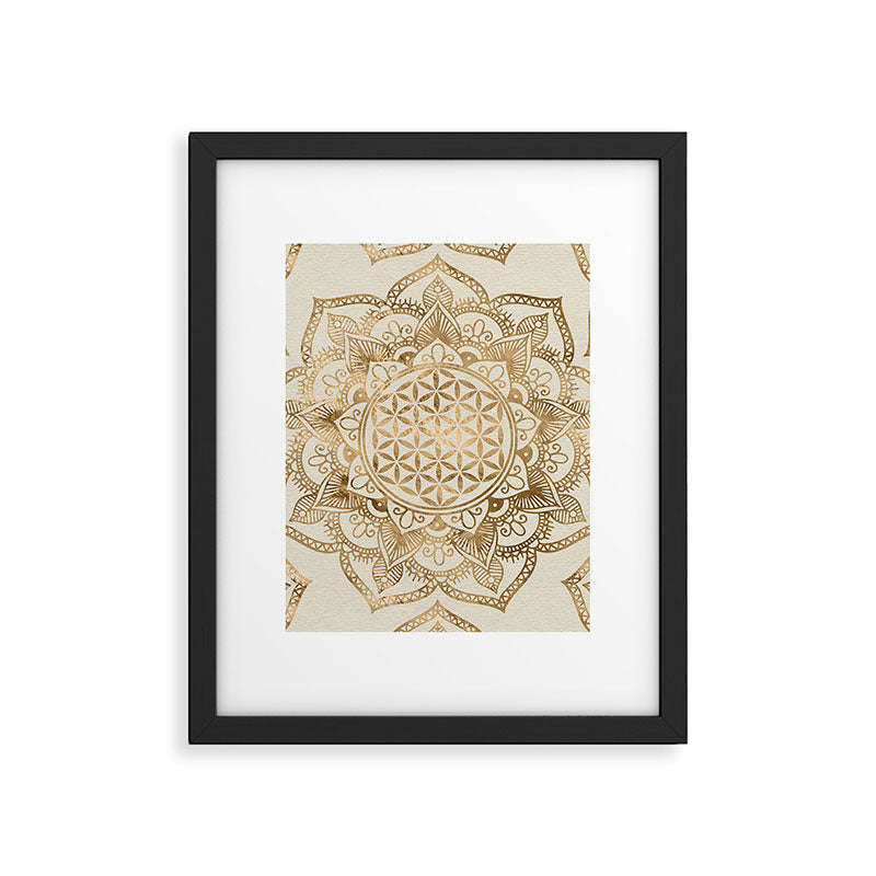 Flower of Life in Lotus - pastel golds and canvas Framed Art Print Gallery Image 6