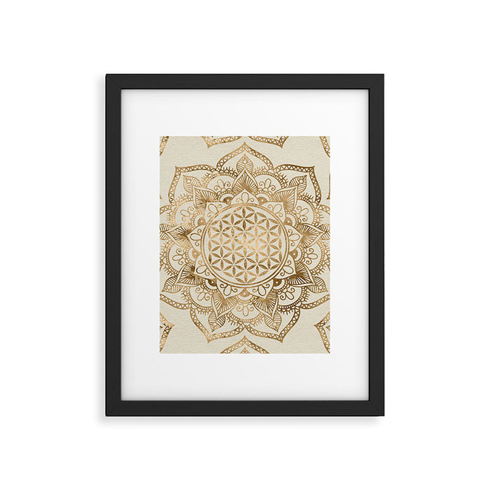 Flower of Life in Lotus - pastel golds and canvas Framed Art Print Gallery Image 1