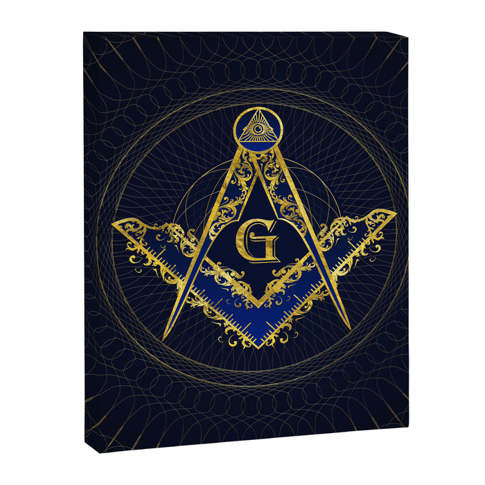 Freemasonry symbol Square and Compasses Canvas Print Gallery Image 1