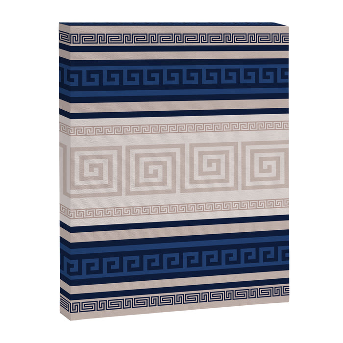 Greek Key - Meander - Blue and Beige Canvas Print Gallery Image 1