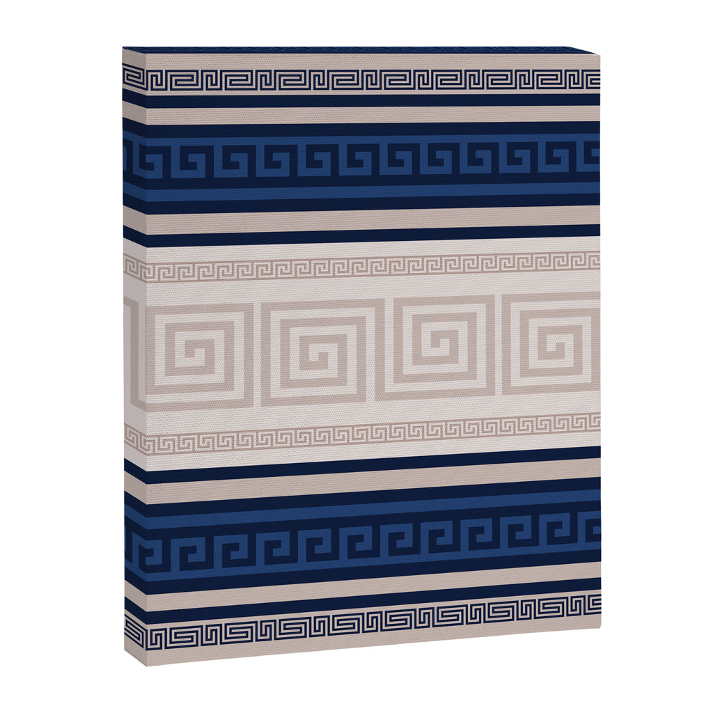 Greek Key - Meander - Blue and Beige Canvas Print Gallery Image 8