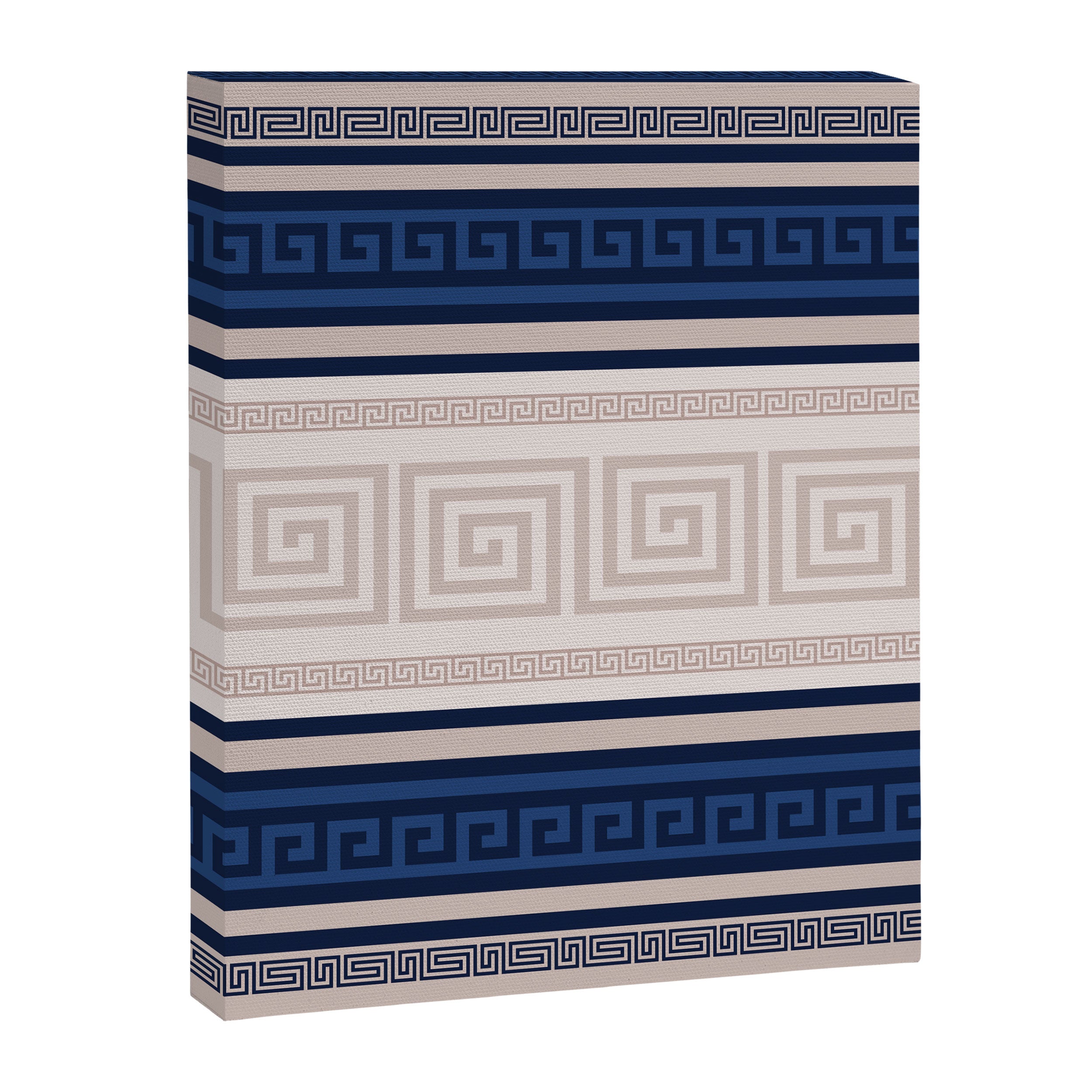 Greek Key - Meander - Blue and Beige Canvas Print Gallery Image 8