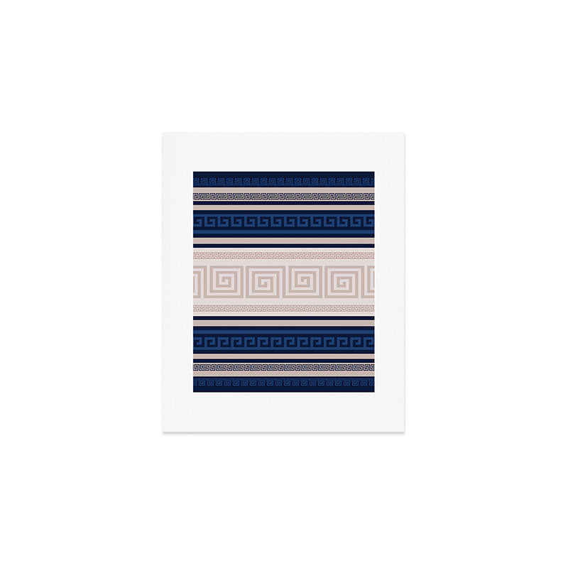 Greek Key - Meander - Blue and Beige Art Print Gallery Image 1
