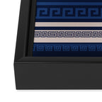 Greek Key - Meander - Blue and Beige Framed Canvas Print Gallery Image 3