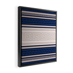 Greek Key - Meander - Blue and Beige Framed Canvas Print Gallery Image 2