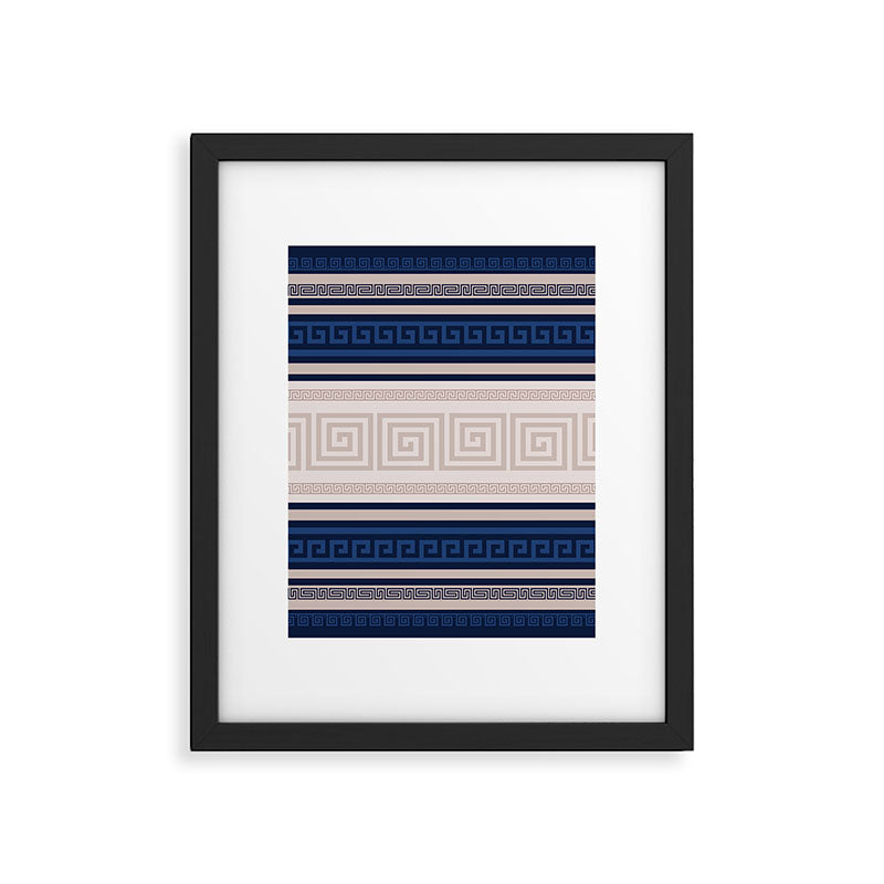 Greek Key - Meander - Blue and Beige Framed Art Print Gallery Image 6