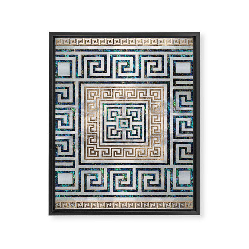 Greek Key Ornament - Greek Meander -Abalone and gold Framed Canvas Print Gallery Image 8