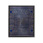 Greek Key Ornament - Greek Meander -gold on blue Framed Canvas Print Gallery Image 8