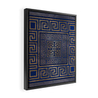 Greek Key Ornament - Greek Meander -gold on blue Framed Canvas Print Gallery Image 2