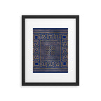Greek Key Ornament - Greek Meander -gold on blue Framed Art Print Gallery Image 6