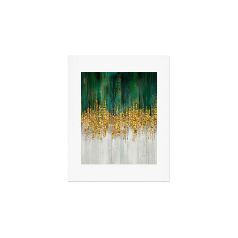 Green and gold motion abstract Art Print Gallery Image 1