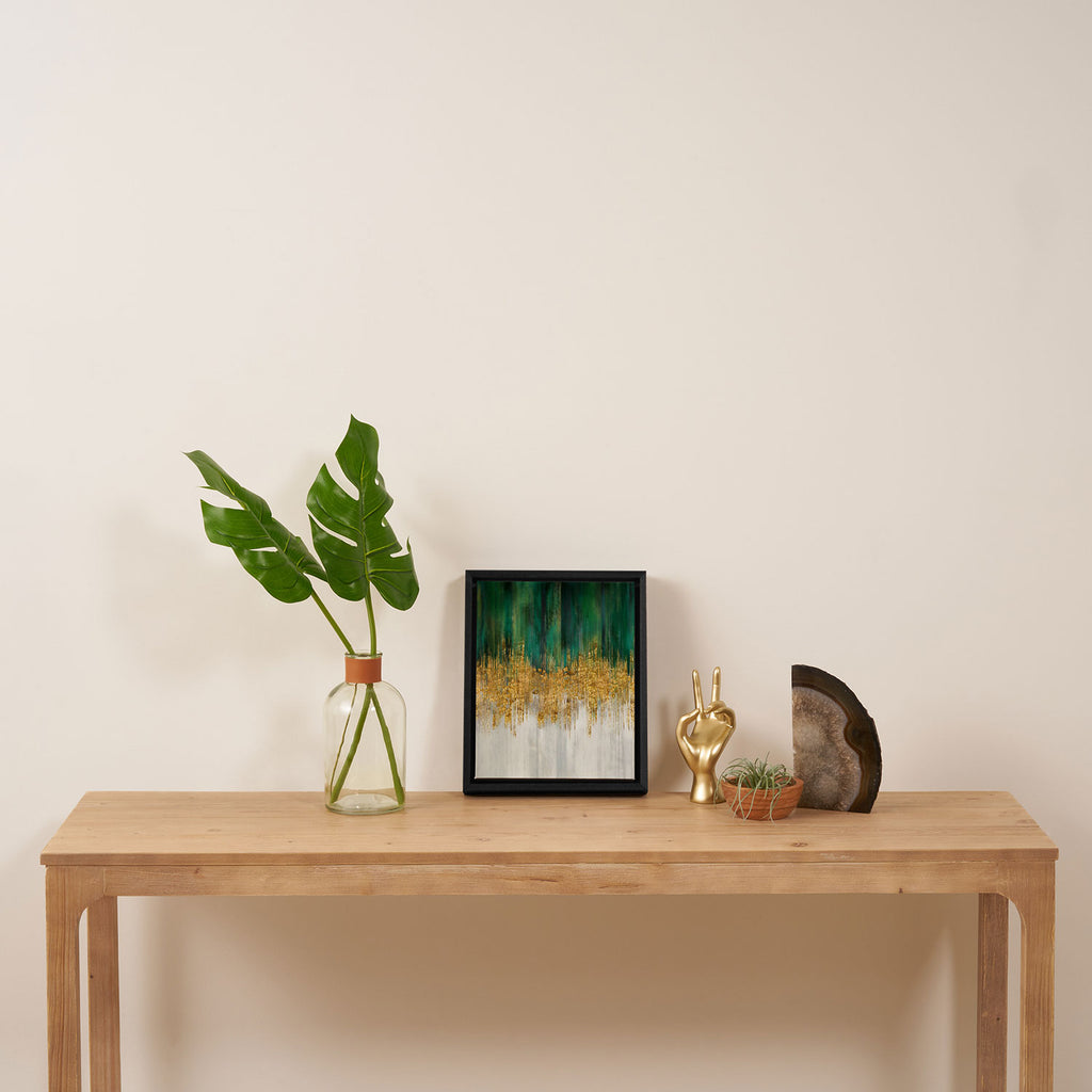Green and gold motion abstract Framed Canvas Print Gallery Image 4