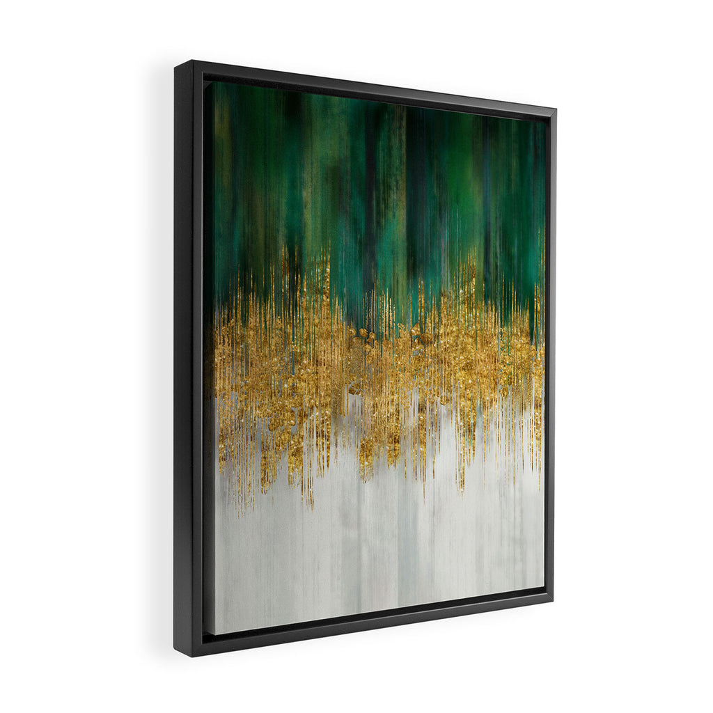 Green and gold motion abstract Framed Canvas Print Gallery Image 2