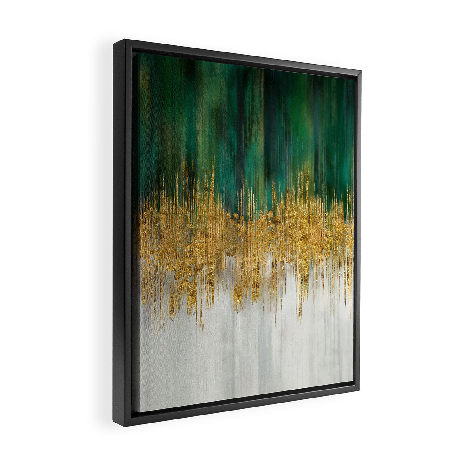 Green and gold motion abstract Framed Canvas Print Gallery Image 2