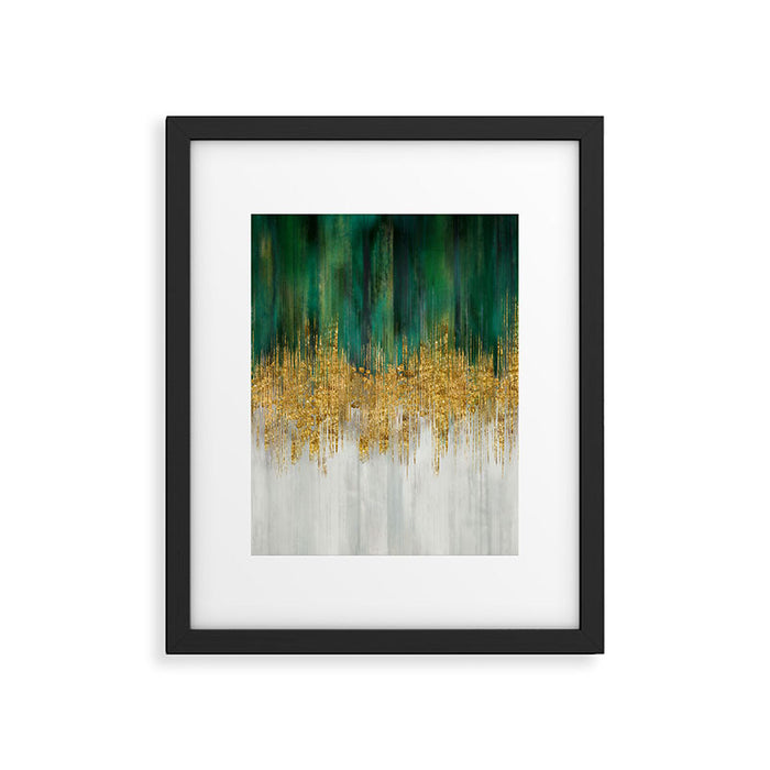Green and gold motion abstract Framed Art Print Gallery Image 1