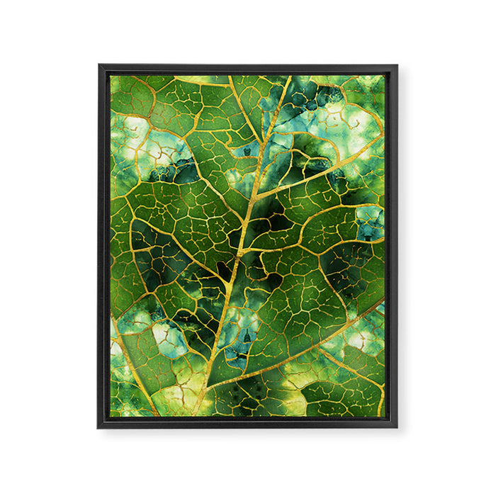 Green Marble Leaf Framed Canvas Print Gallery Image 1