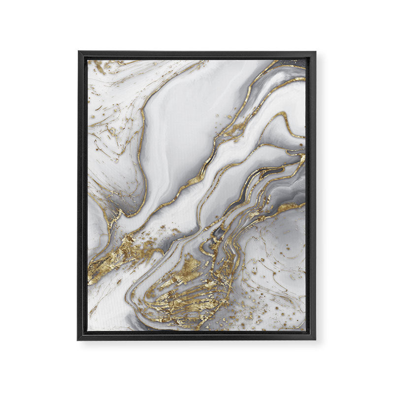 Grey liquid marble - pearl and gold Framed Canvas Print Gallery Image 8