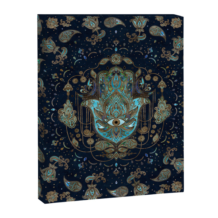 Hamsa Hand -Hand of Fatima Blue Gemstones Canvas Print Gallery Image 1
