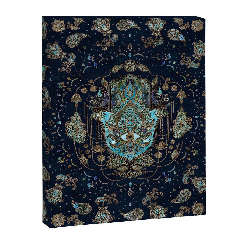 Hamsa Hand -Hand of Fatima Blue Gemstones Canvas Print Gallery Image 3