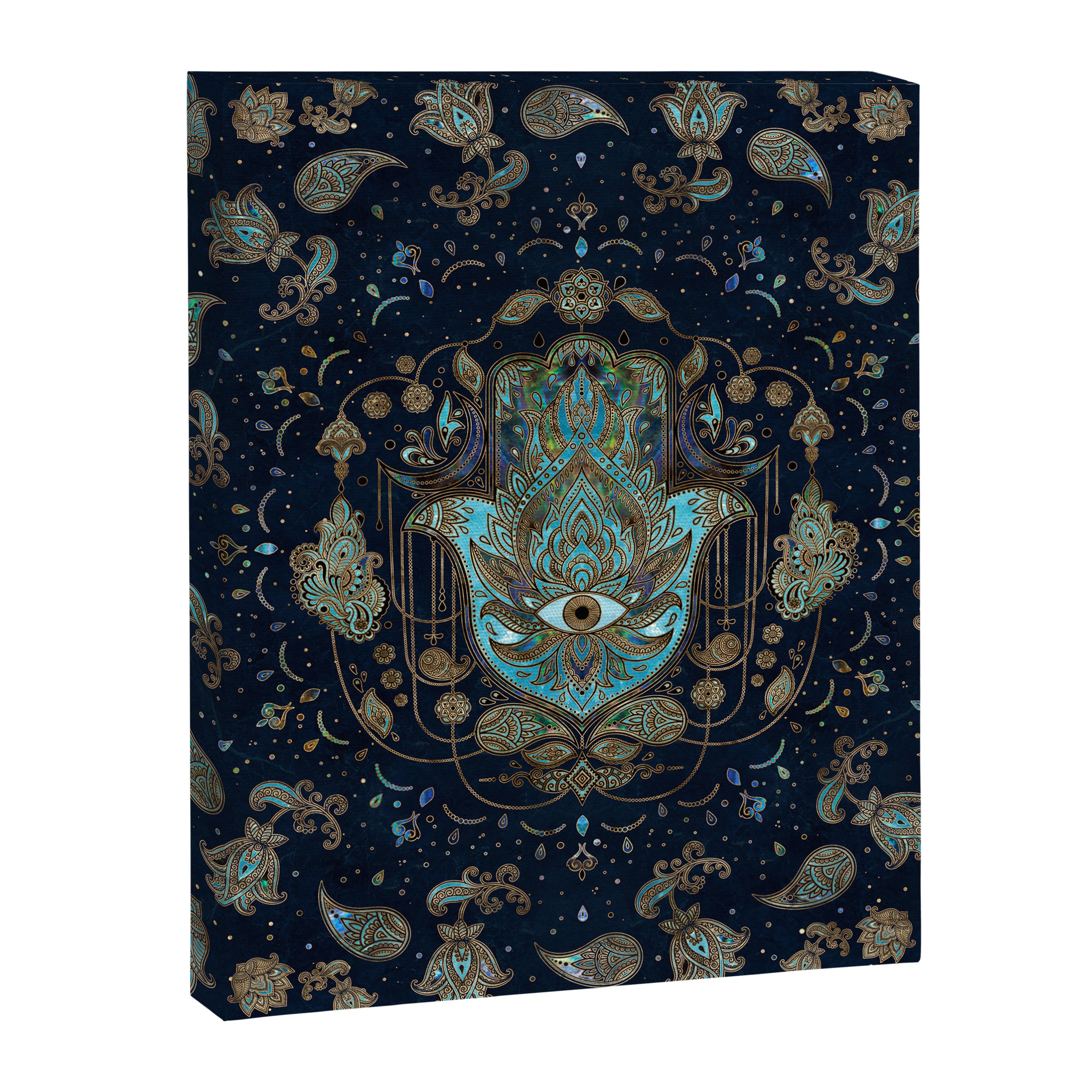 Hamsa Hand -Hand of Fatima Blue Gemstones Canvas Print Gallery Image 8