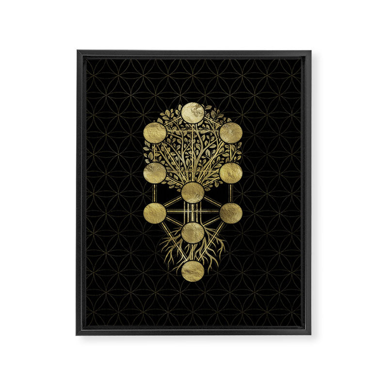 Kabbalah The Tree of Life Gold on Black N2 Framed Canvas Print Gallery Image 8