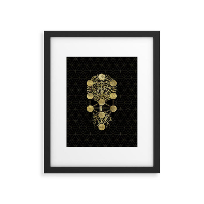Kabbalah The Tree of Life Gold on Black N2 Framed Art Print Gallery Image 1