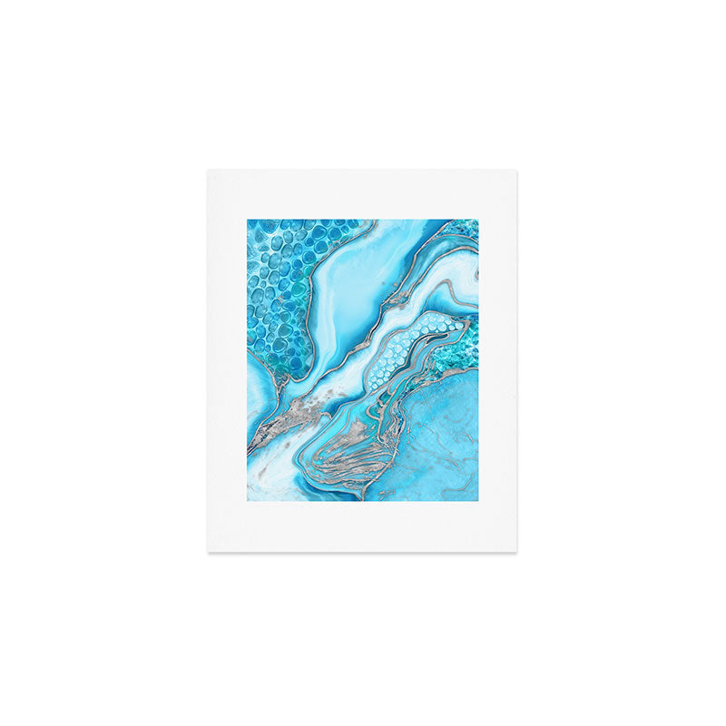 Liquid Marble -Blue quartz and gemstones Art Print Gallery Image 1