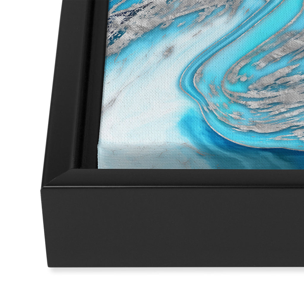 Liquid Marble -Blue quartz and gemstones Framed Canvas Print Gallery Image 3