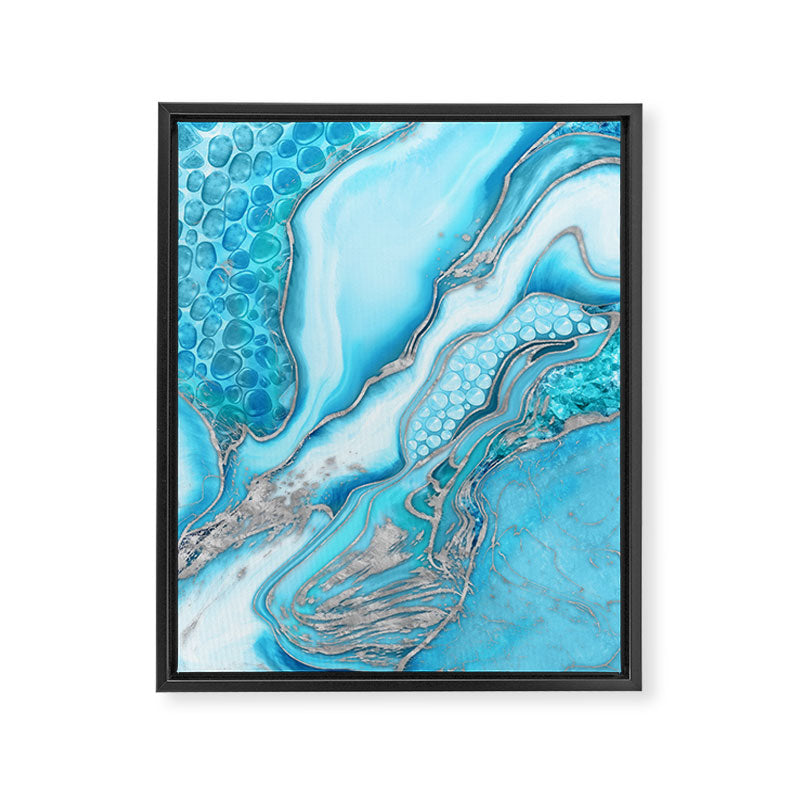 Liquid Marble -Blue quartz and gemstones Framed Canvas Print Gallery Image 8