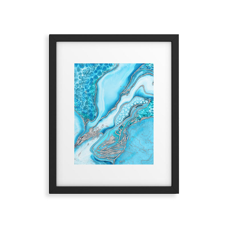 Liquid Marble -Blue quartz and gemstones Framed Art Print Gallery Image 6