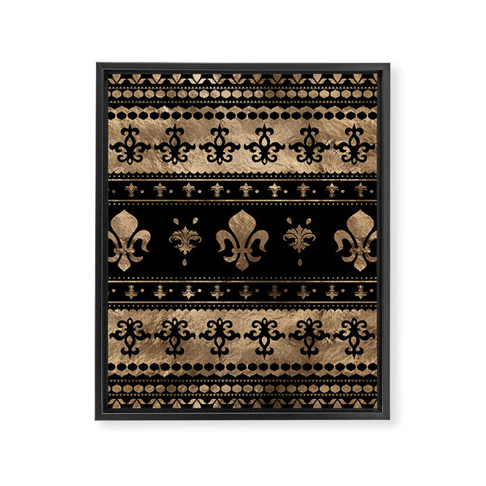 Luxury black and gold Fleur-de-lis ornament  Framed Canvas Print Gallery Image 1