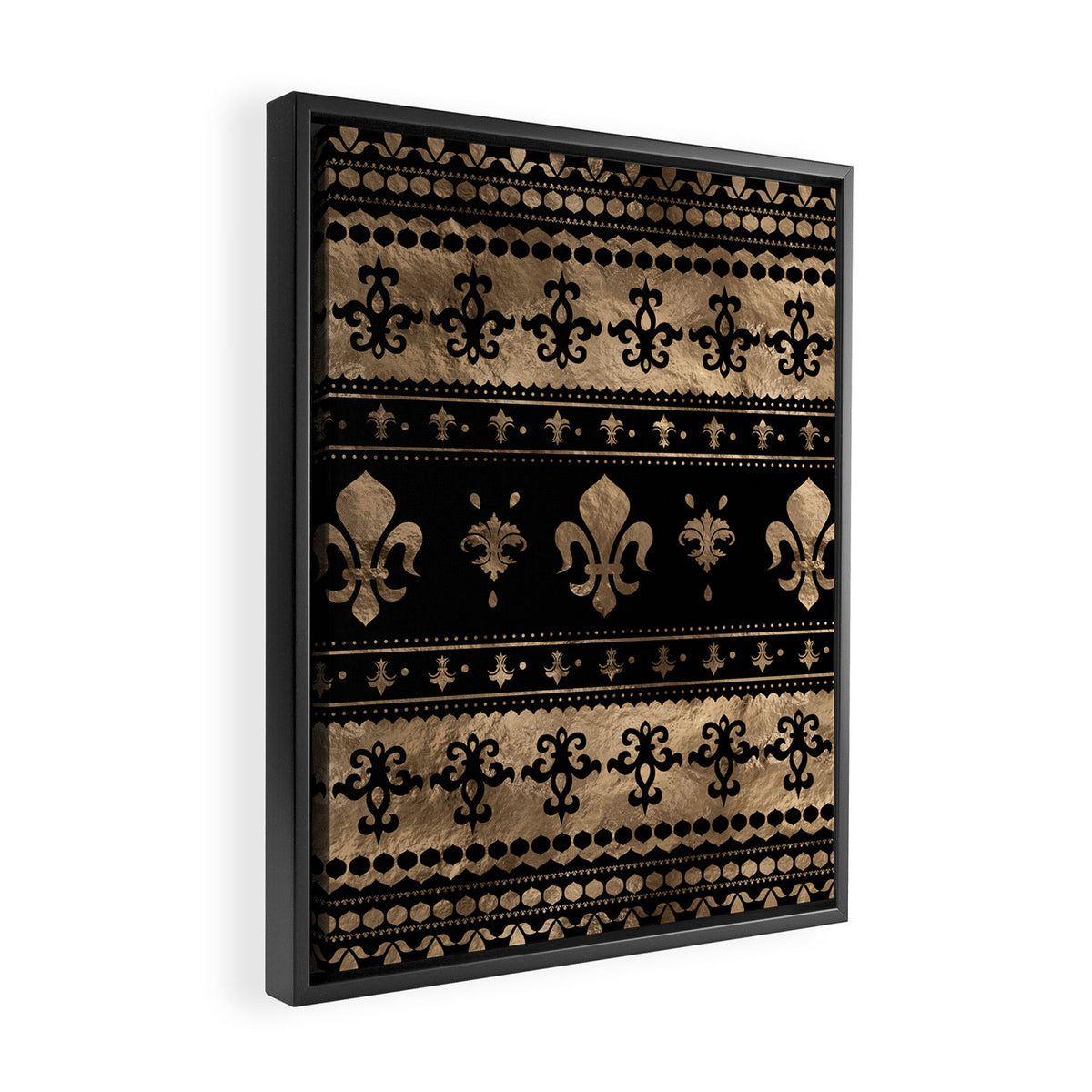 Luxury black and gold Fleur-de-lis ornament  Framed Canvas Print Gallery Image 2