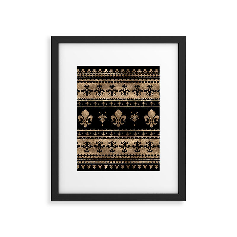 Luxury black and gold Fleur-de-lis ornament  Framed Art Print Gallery Image 6