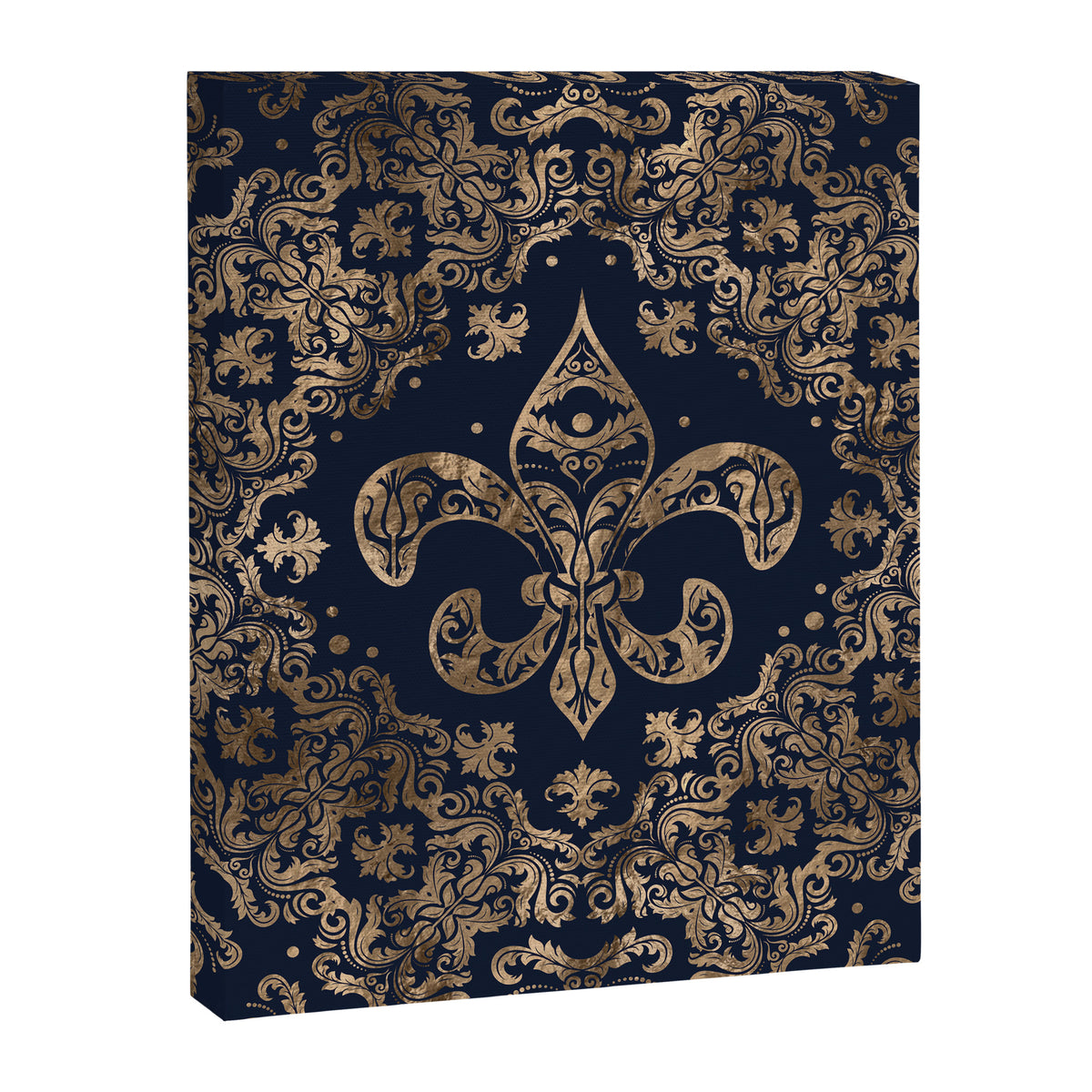 Luxury Fleur-de-lis Ornament - gold and dark blue Canvas Print Gallery Image 8
