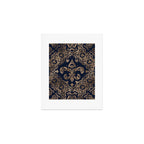Luxury Fleur-de-lis Ornament - gold and dark blue Art Print Gallery Image 1