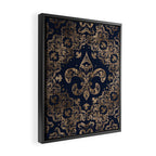 Luxury Fleur-de-lis Ornament - gold and dark blue Framed Canvas Print Gallery Image 2