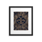 Luxury Fleur-de-lis Ornament - gold and dark blue Framed Art Print Gallery Image 4