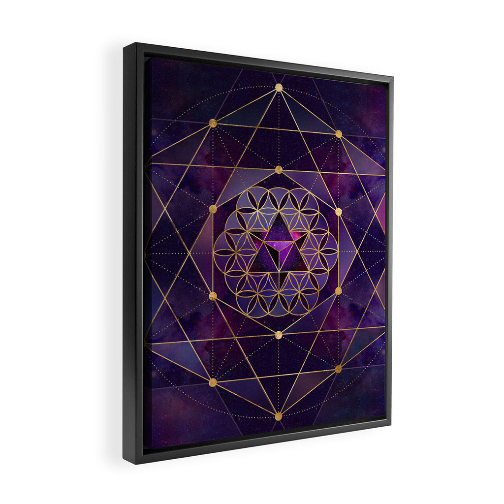 Merkabah in flower of life - Sacred Geometry Framed Canvas Print Gallery Image 2