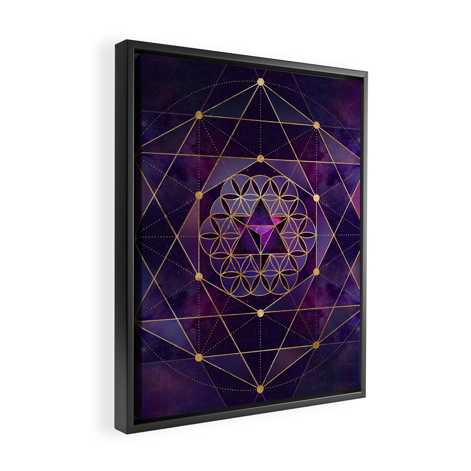 Merkabah in flower of life - Sacred Geometry Framed Canvas Print Gallery Image 2