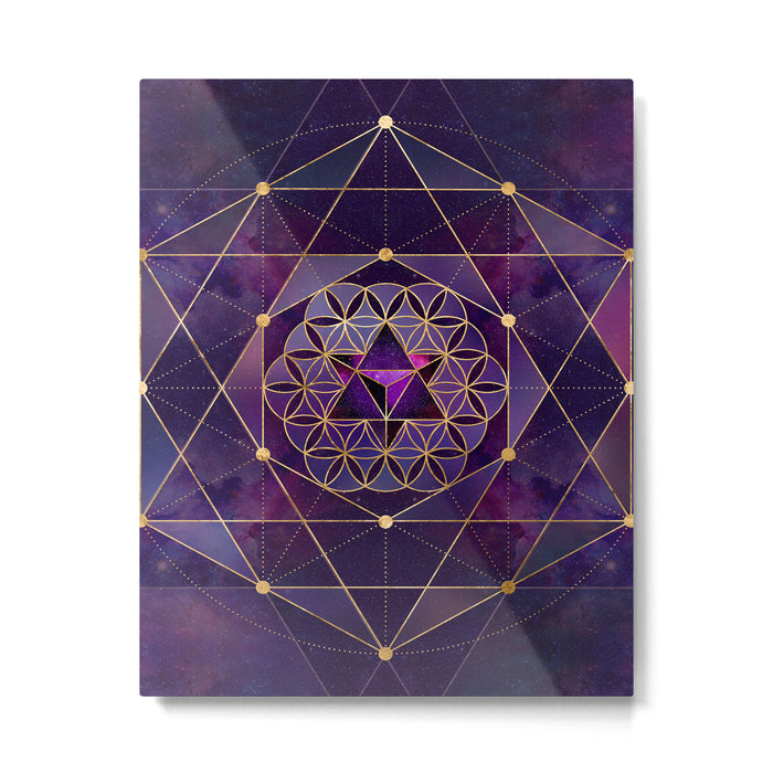 Merkabah in flower of life - Sacred Geometry Metal Print Gallery Image 1