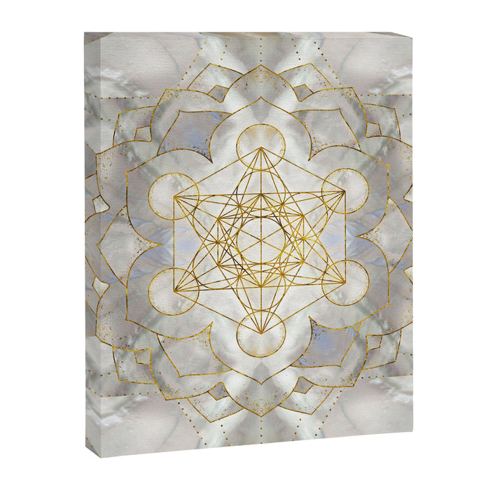 Metatron's Cube in lotus Sacred Geometry  Canvas Print Gallery Image 1