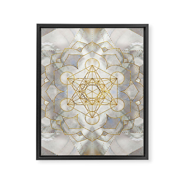 Metatron's Cube in lotus Sacred Geometry  Framed Canvas Print Gallery Image 1