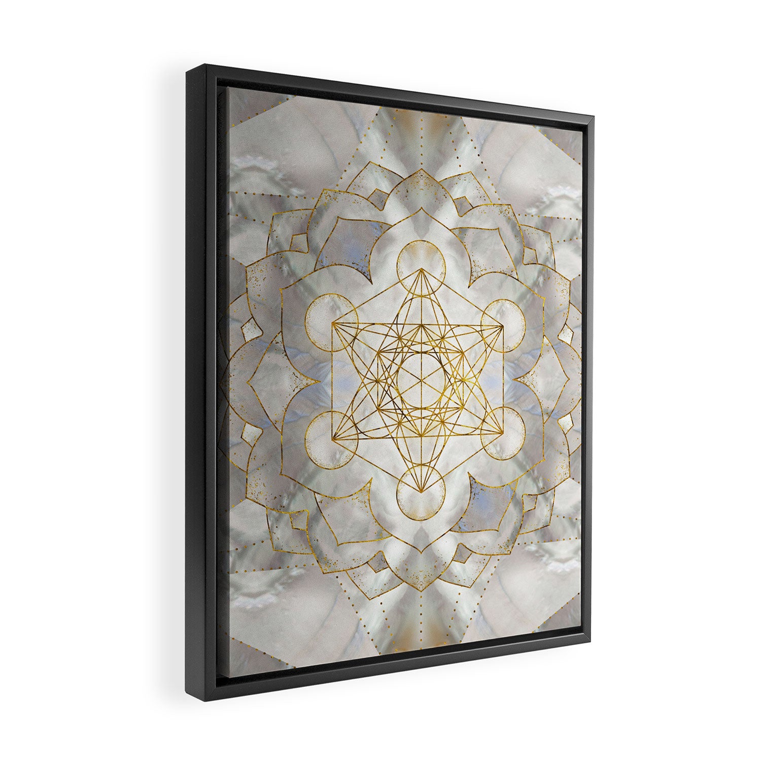 Metatron's Cube in lotus Sacred Geometry  Framed Canvas Print Gallery Image 2