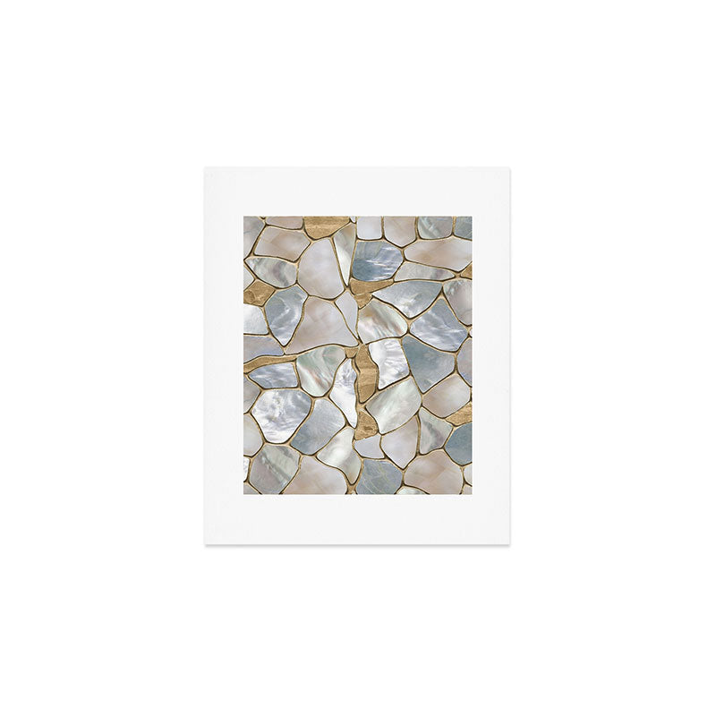 Mother of pearl and Gold cells abstract Art Print Gallery Image 1