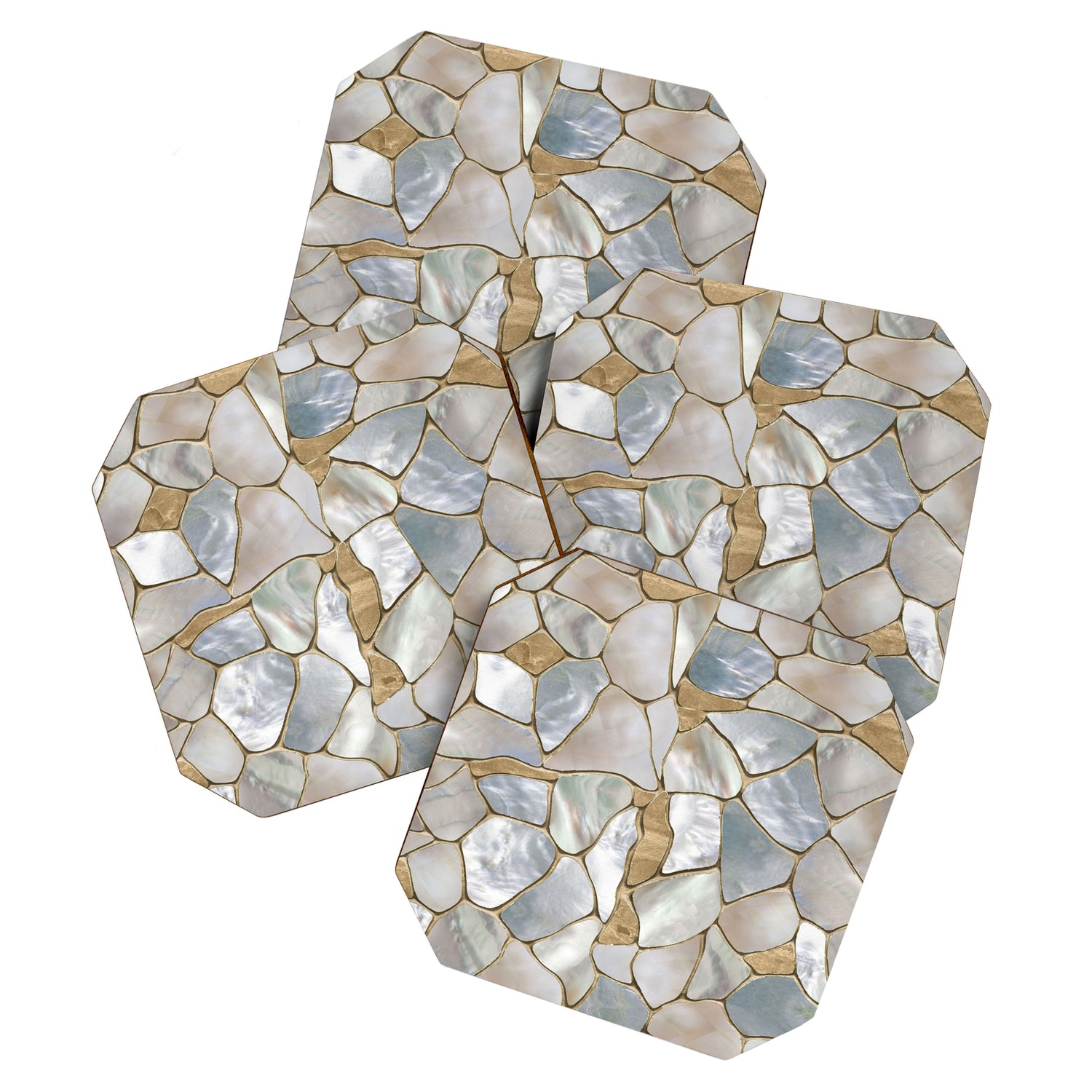 Mother of pearl and Gold cells abstract Coaster Gallery Image 1