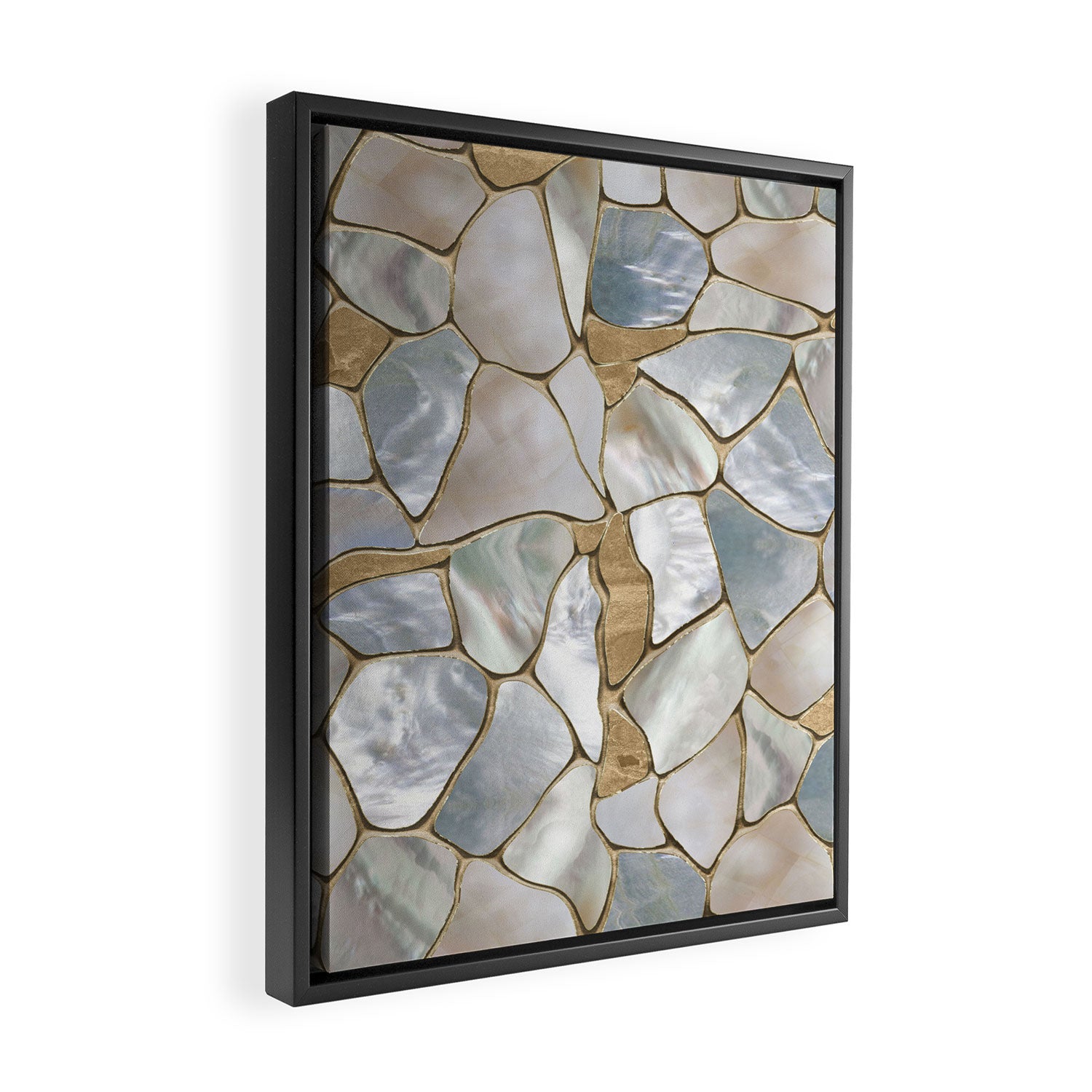 Mother of pearl and Gold cells abstract Framed Canvas Print Gallery Image 2